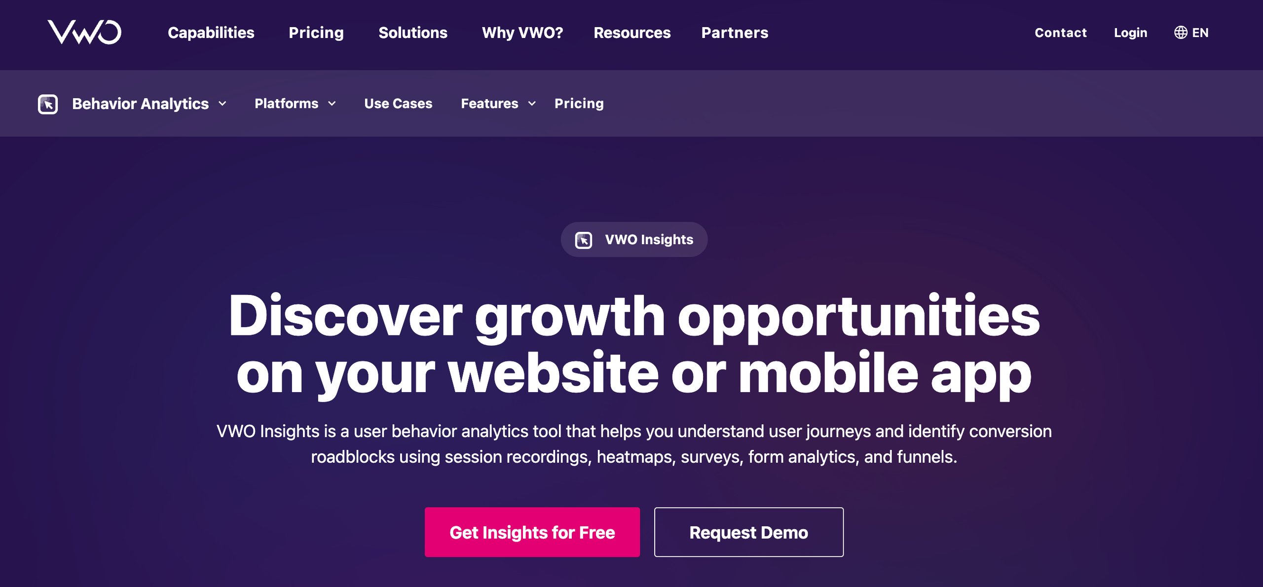 VWO Insights for Website Feedback